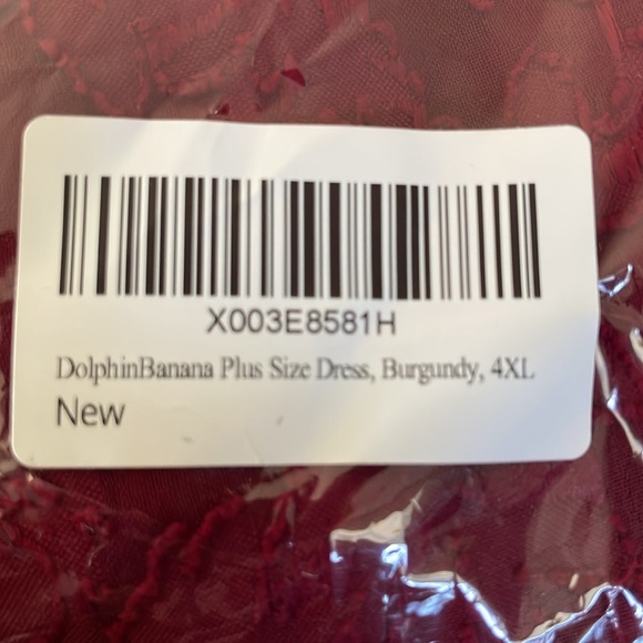 New-Burgundy Short Sleeve Wrap Ruffle Midi Dresses 4XL - Picture 8 of 9